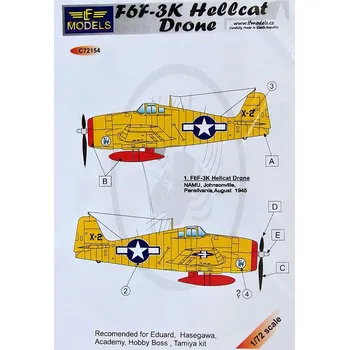 Plastikový model 1/72 Decals F6F-3K Hellcat Drone