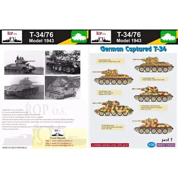 Plastikový model 1/35 Decals T-34/76 mod.1943 German capt.part 1