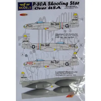 Plastikový model 1/72 Decals P-80A Shooting Star over USA (SWORD)