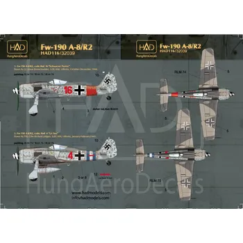 Plastikový model 1/48 Decal Fw-190 A-8/R2 (Red 4 , Red16)