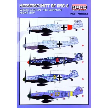 Plastikový model 1/48 Decals Bf 109G-6 Wilde Sau on the Night Sky
