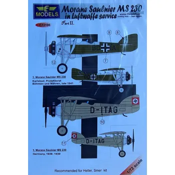 Plastikový model 1/72 Decals MS 230 in Luftwaffe (SMER) Part II.