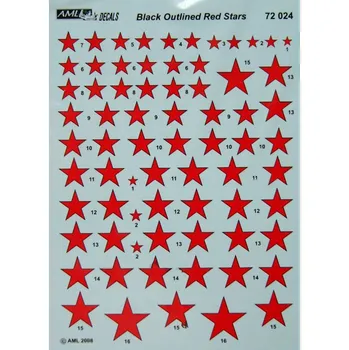 Plastikový model 1/72 Decals Red Stars (Black Outlined) - Part II.