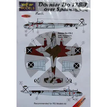 Plastikový model 1/72 Decals Dornier Do 17E-1 over Spain - part II