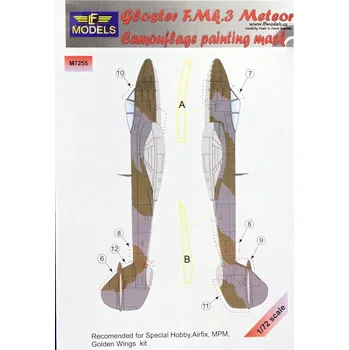 Plastikový model 1/72 Mask Gloster F.Mk.3 Meteor Camoufl.painting