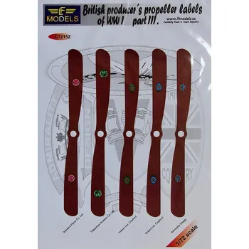 Plastikový model 1/72 Decals British producer propeller labels III.
