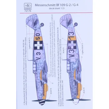 Plastikový model 1/72 Decal Messerschmitt Bf 109 G-2/G-4 (2x camo)