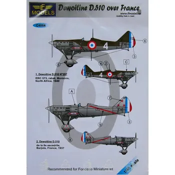 Plastikový model 1/48 Decals Dewoitine D.510 over France (FOND.MIN)