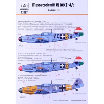 Plastikový model 1/72 Decal Messerschmitt Bf 109 F-4/b (3x camo)