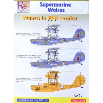 Plastikový model 1/72 Decals Superm. Walrus Mk.I FAA Service Pt.7