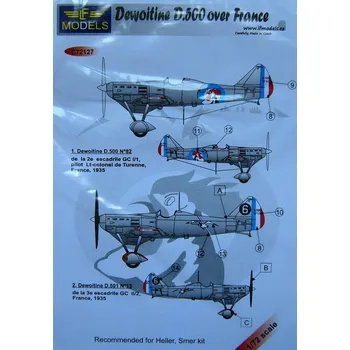 Plastikový model 1/72 Decals D.500 over France (SMER/HELL)