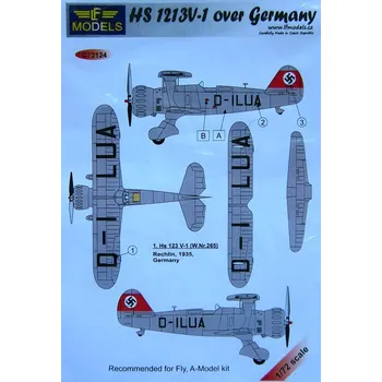 Plastikový model 1/72 Decals HS 123V-1 over Germany (FLY/AMOD)