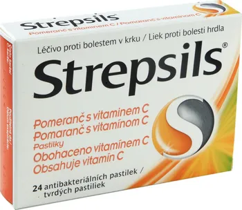 Lék na bolest v krku Strepsils Pomeranč s vitamin.C 24 tbl.