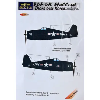 Plastikový model 1/72 Decals F6F-5K Hellcat Drone over Korea