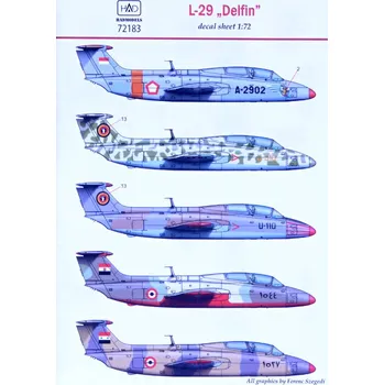 Plastikový model 1/72 Decal L-29 Delfin (5x camo)