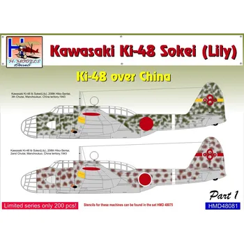 Plastikový model 1/48 Decals Ki-48 Sokei (Lily) over China Part 1