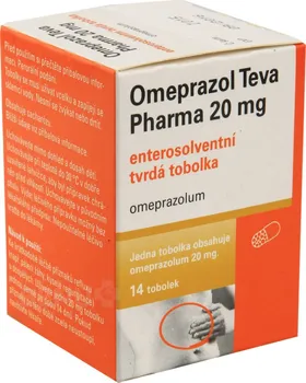 Lék proti pálení žáhy OmeprazoLl Teva Pharma 20 mg 14 tob.