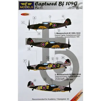 Plastikový model 1/72 Decals Bf 109G Captured (FUJ/HAS) Part II.