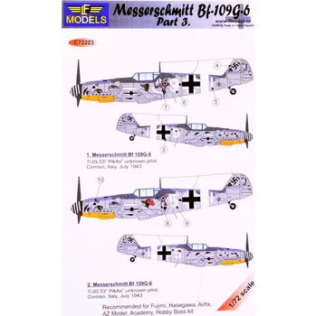 Plastikový model 1/72 Decals Messerschmitt Bf 109G-6 Comiso Pt.3