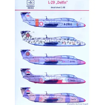 Plastikový model 1/48 Decal L-29 Delfin (5x camo)