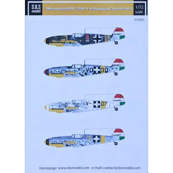 Plastikový model 1/72 Decal Bf-109F-4 in Hungarian Service Vol.II