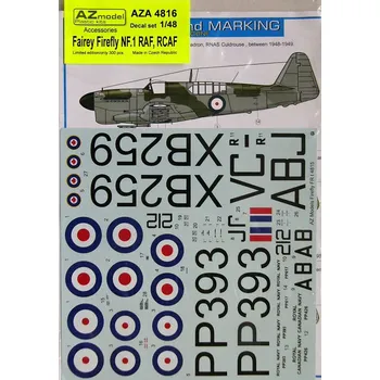 Plastikový model 1/48 Decal set Fairey Firefly NF.1 (RAF, RCAF)