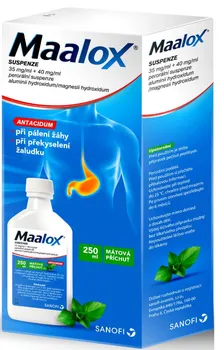 Lék proti pálení žáhy Maalox Suspenze 35 mg + 40 mg 250 ml