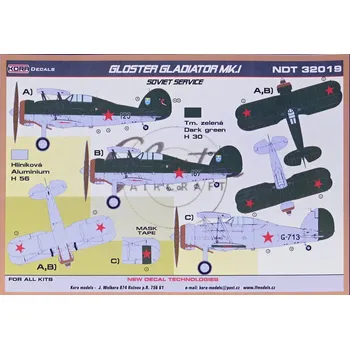 Plastikový model 1/32 Decals Gloster Gladiator Mk.I Soviet AF