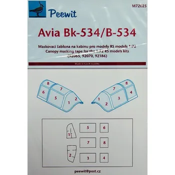 Plastikový model 1/72 Canopy mask Avia Bk-534/B-534 (RS MODEL)
