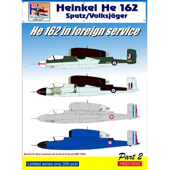 Plastikový model 1/72 Decals Heinkel He 162 Foreign Service Part 2