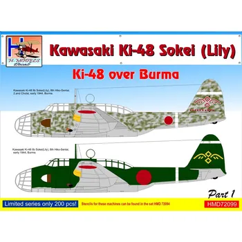 Plastikový model 1/72 Decals Ki-48 Sokei (Lily) over Burma Part 1
