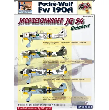 Plastikový model 1/48 Decals Fw 190A Jagdgeschwader JG 54