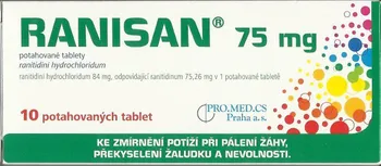 Lék na žaludek, slinivku a játra Ranisan 75 mg 10 tbl.