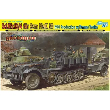 Plastikový model Dragon SD.KFZ.10/4 für 2 cm Flak 30 1940 w/Ammo Trailer 1:35