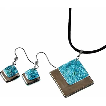 Souprava šperků Souprava skleněných šperků PLATINUM - BLANKYT tyrkysová - 0102