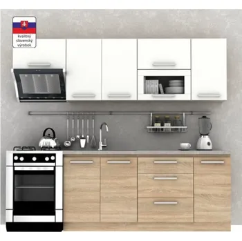 Kuchyňská linka Kuchyňská linka 2,4 m, dub sonoma / bílá, NOVA PLUS