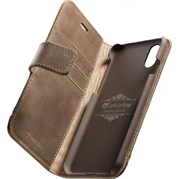 Pouzdro na mobilní telefon CellularLine Supreme pro Apple iPhone X hnědé