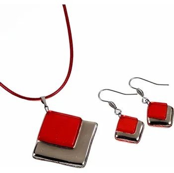 Souprava šperků Souprava skleněných šperků PLATINUM červená - 0904