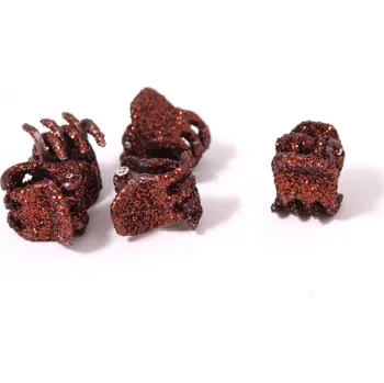 Hnědé skřipce na vlasy s posypem, 5 ks