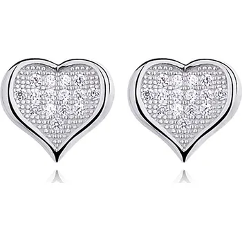 Náušnice Olivie Stříbrné náušnice se zirkony SRDÍČKO 1661 Ag 925; ≤1,1 g.