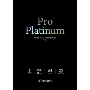 Fotopapír Canon Photo Paper Pro Platinum, foto papír, lesklý, bílý, A4, 300 g/m2, 20 ks, PT-101 A4, inkoustový