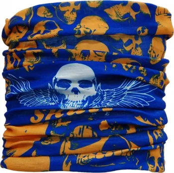 Šátek Twoeightfive Skull Machine modro-oranžový