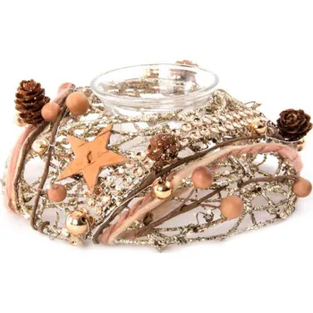 Svícen Vánoční svícen "RATTAN GOLDEN" 15x6cm