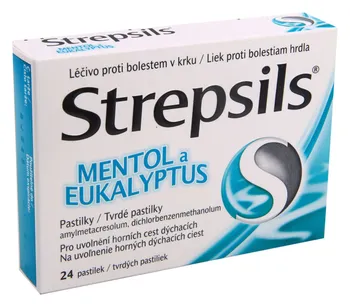 Lék na bolest v krku Strepsils Mentol a Eukalyptus 24 pas.
