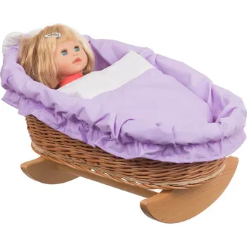 Kočárek pro panenku Kolébka proutěná pro panenku Vugge III.