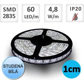 LED páska LED21 LED pásek 5m 4,8W/m 60ks/m 2835 STUDENÁ, cena za 1cm