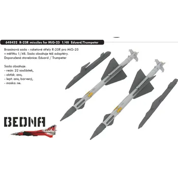 Plastikový model Eduard 1/48 R-23R missiles for MiG-23 (EDUARD/TRUMPETER)