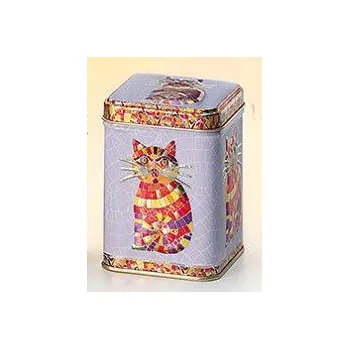 Dóza na potraviny Dóza kočka mozaika na 100g čaje (Plechová dózička s kočkou, kočka)