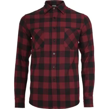 Pánská košile Urban Classics Checked Flanell Shirt Black/Burgundy