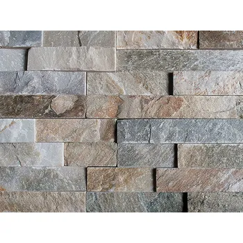 Obklad Přírodní kámen WALLSTONE Q001 - QUARZITE MIX lepený 55x15cm cena za balení